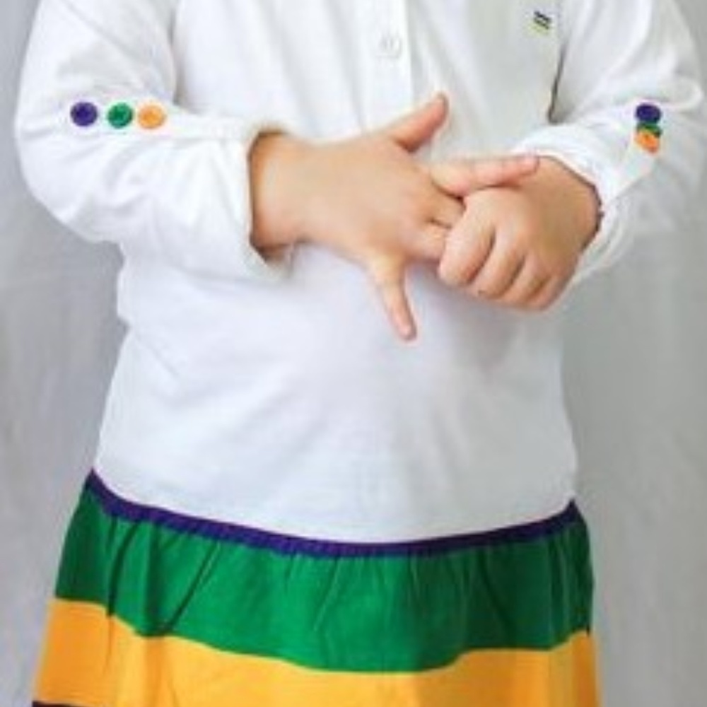 Mardi Gras Girls Dress W/Purple, Green & Gold - Picture 4 of 4